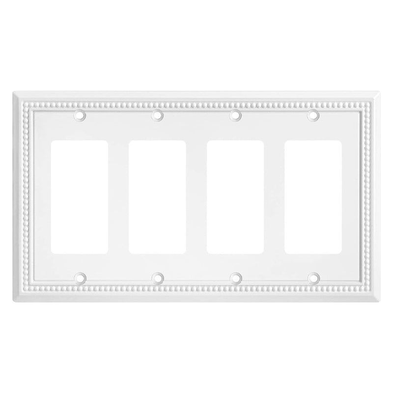 White electrical wall plate with decorative border on a white background