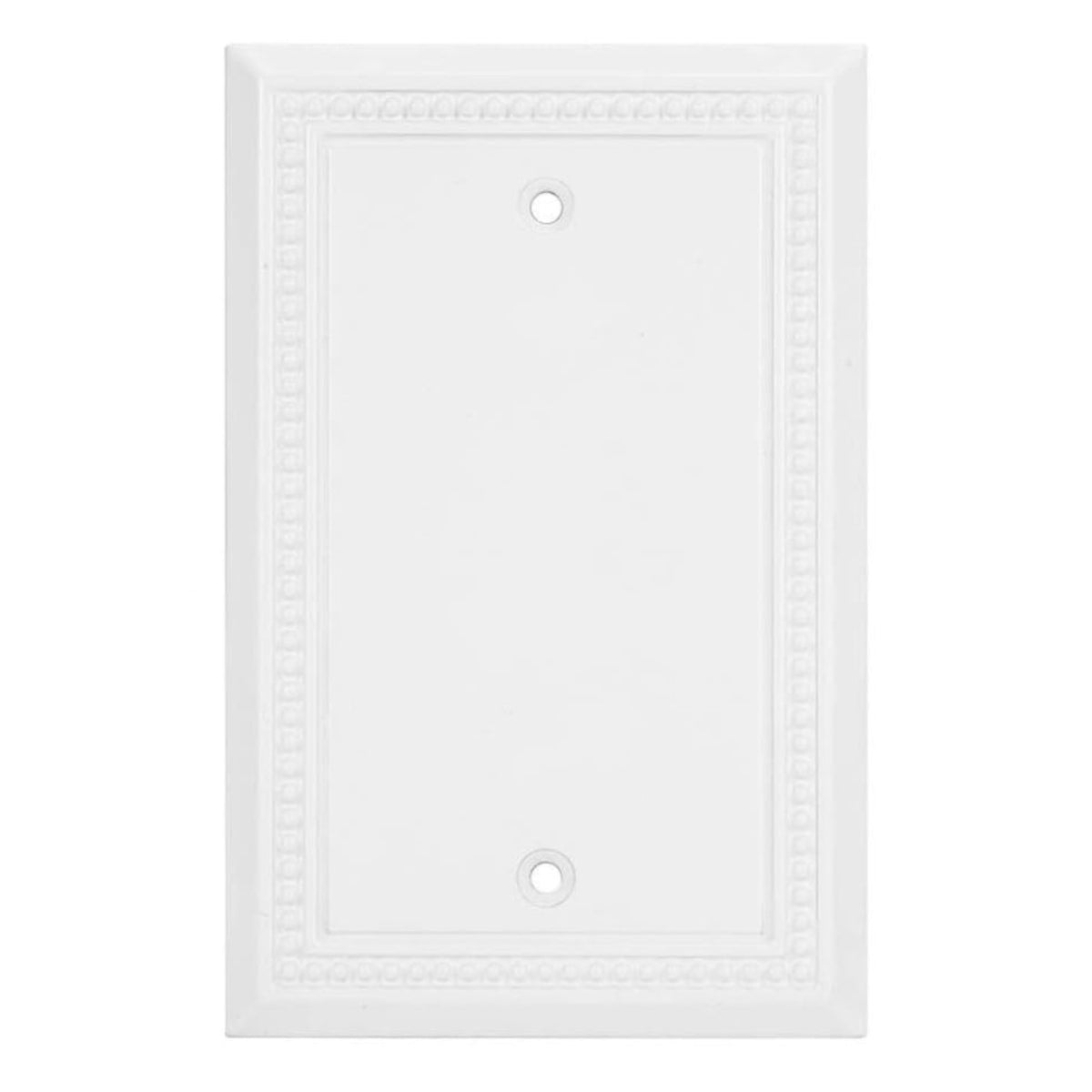 White wall plate with decorative border on a white background