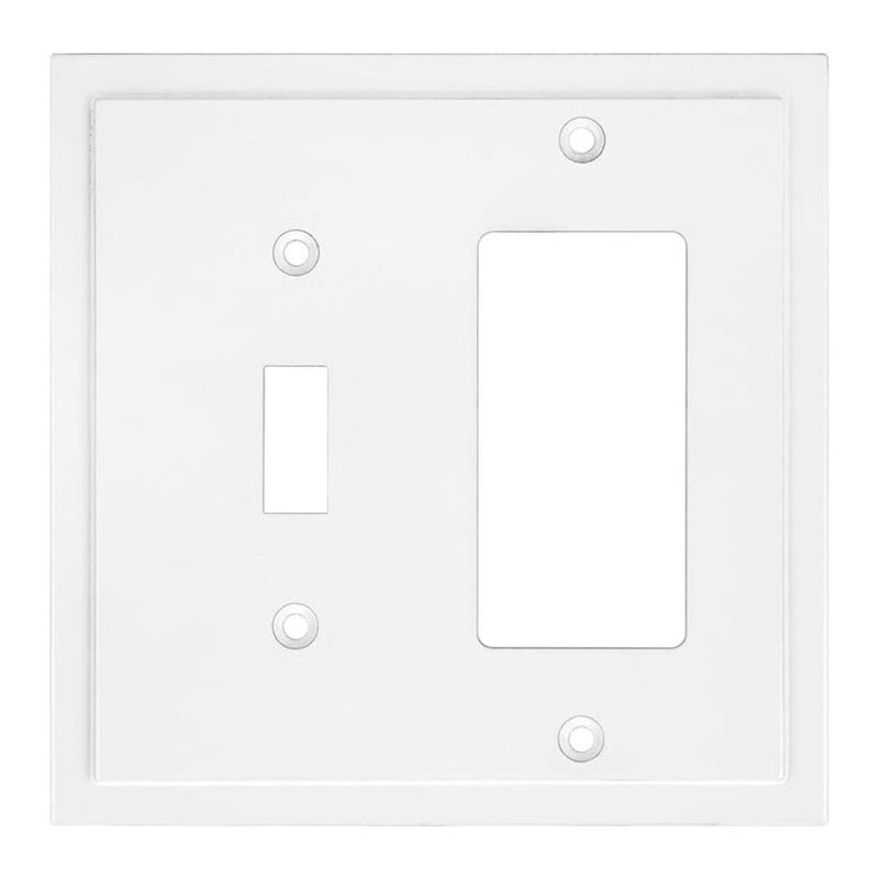 White wall plate with a single toggle and a single rocker switch