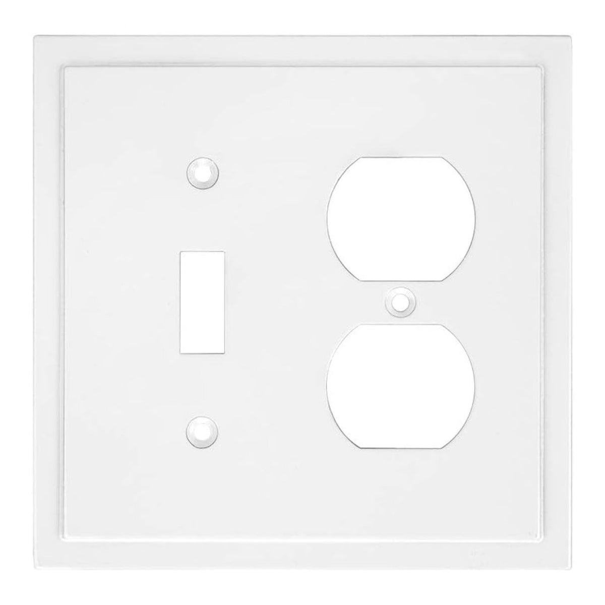 White wall plate with two outlets and a switch