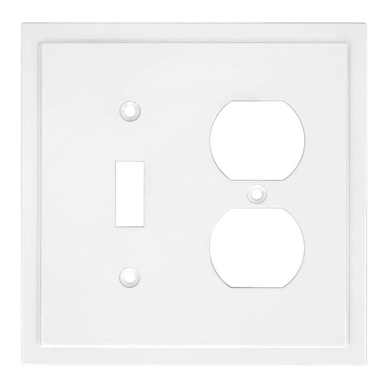 White wall plate with two outlets and a switch