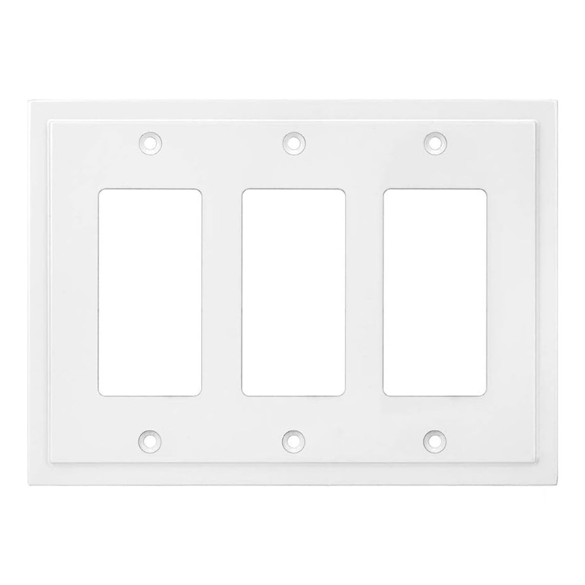 White triple-gang wall plate on a white background