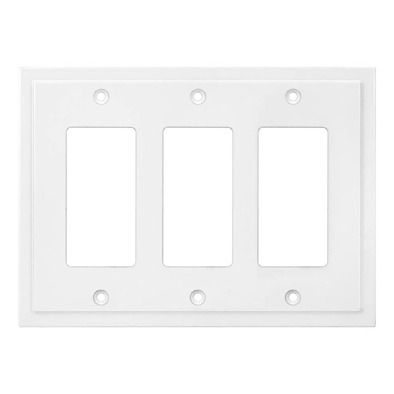 White triple-gang wall plate on a white background