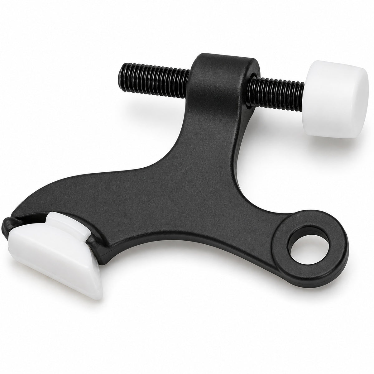 Heavy Duty Matte Black Hinge Pin Door Stop with White Guards