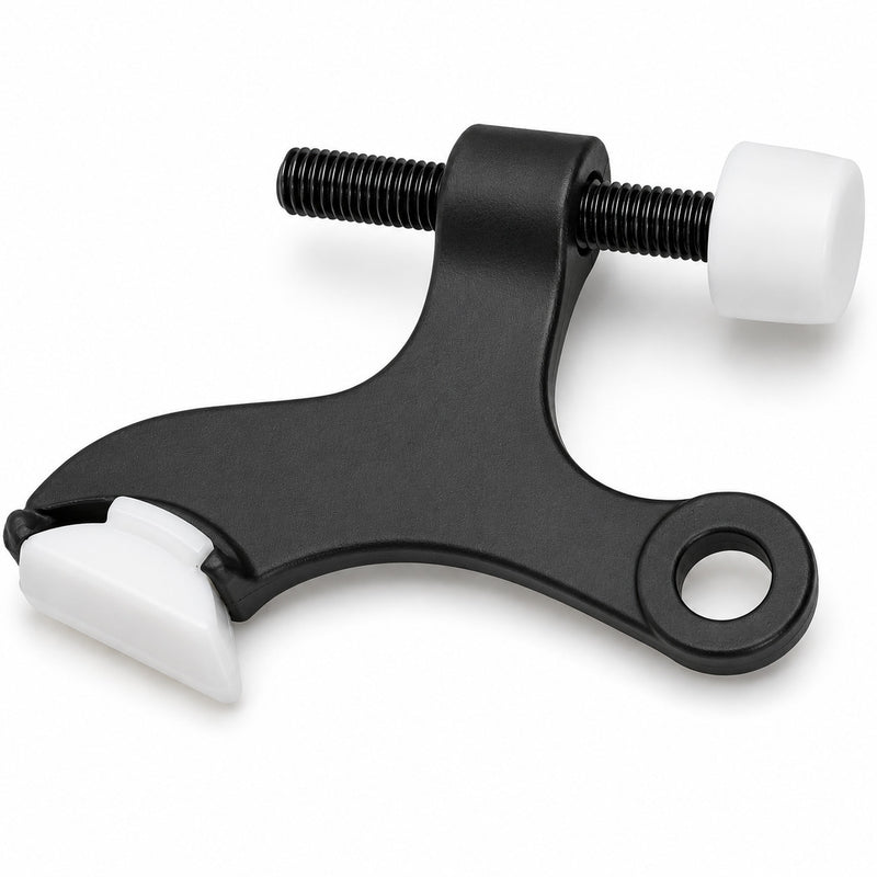 Heavy Duty Matte Black Hinge Pin Door Stop with White Guards