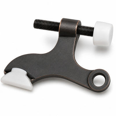 Heavy Duty Oil Rubbed Bronze Hinge Pin Door Stop with White Guards