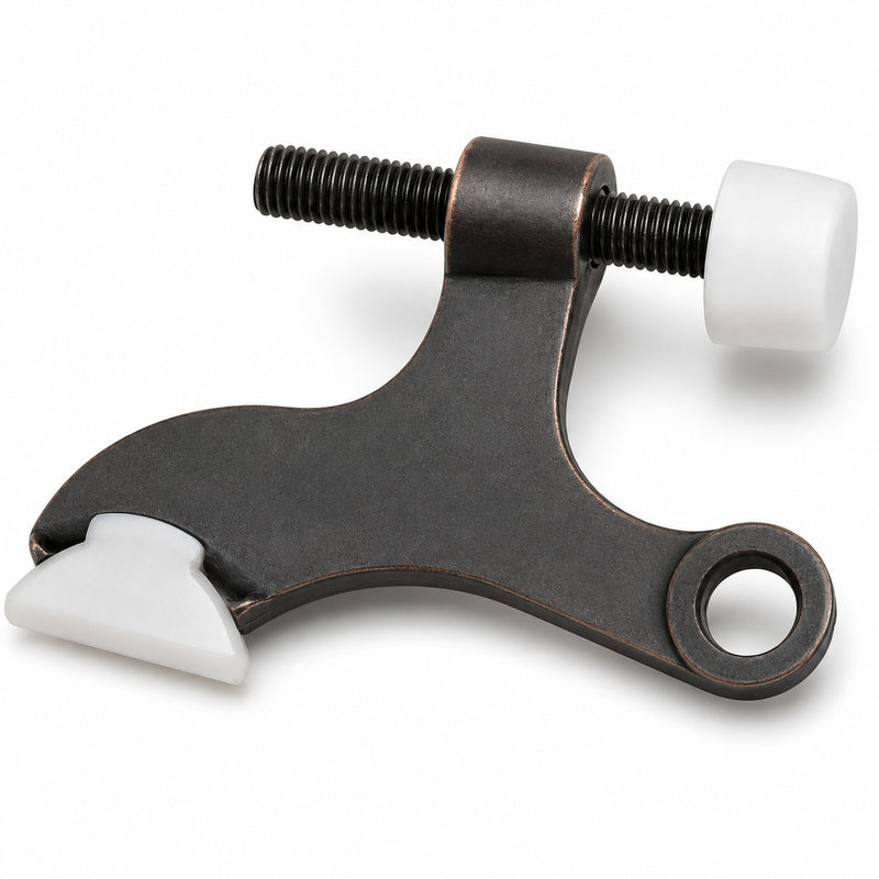 Heavy Duty Oil Rubbed Bronze Hinge Pin Door Stop with White Guards