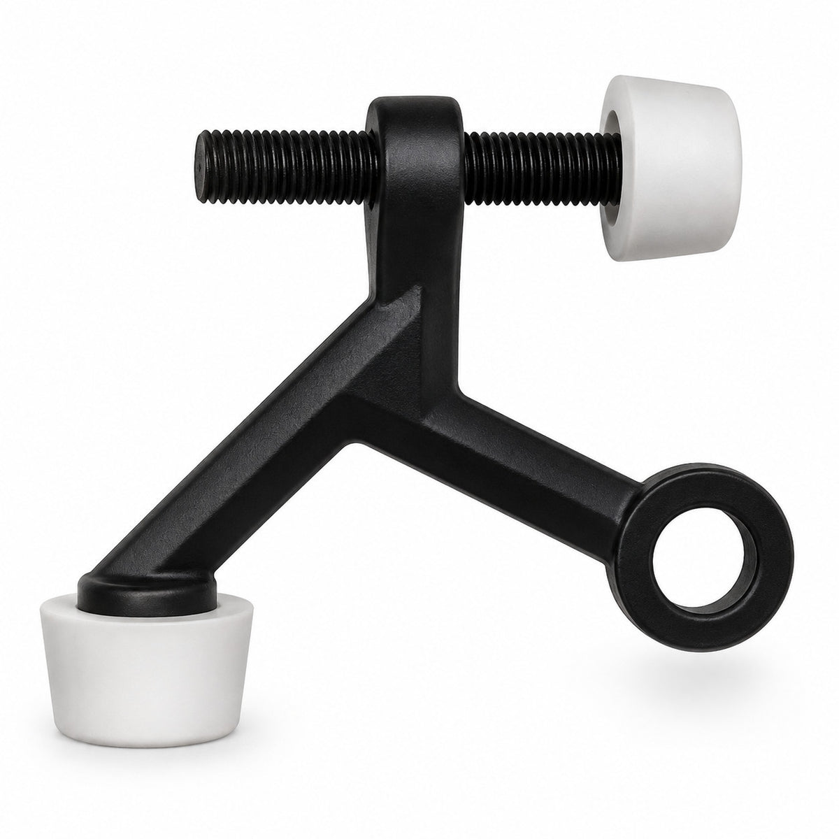 Hinge Pin Matte Black Light Duty Door Stop with White Tips