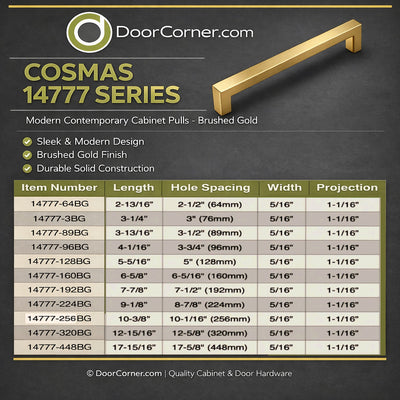 Cosmas 14777-64BG Brushed Gold Modern Contemporary Cabinet Pull
