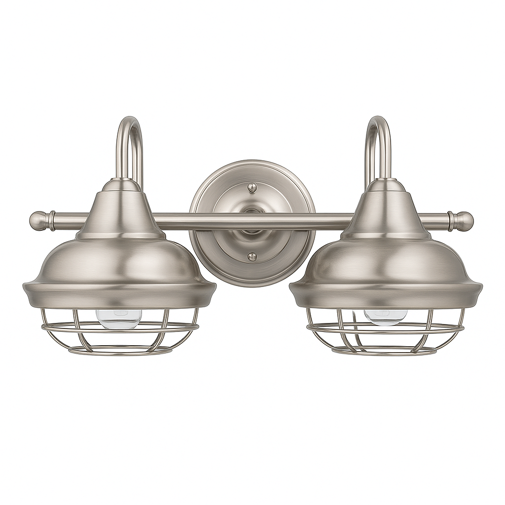 Charleston Satin Nickel 2 Light Wall Sconce / Bathroom Fixture
