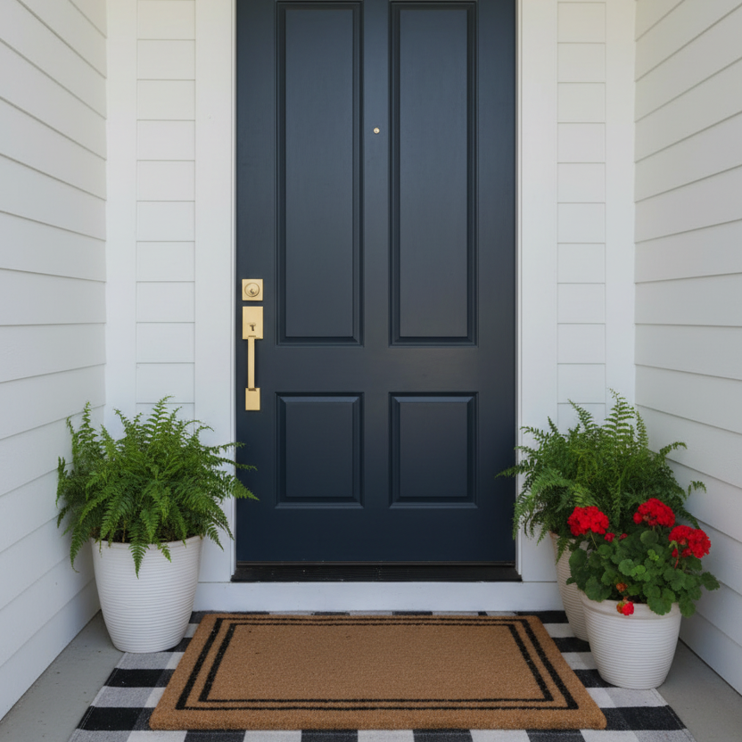 Keeneland Design Satin Brass Contemporary Handleset with Bedford Knob