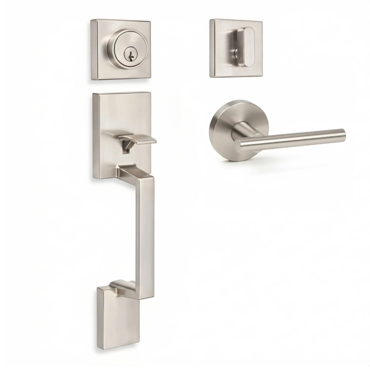 Keeneland Design Satin Nickel Contemporary Handleset with Kain Lever
