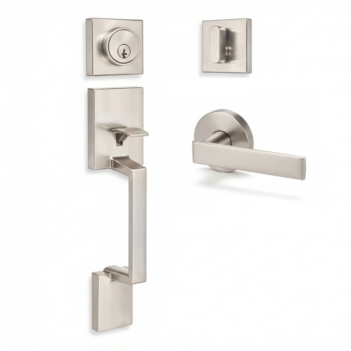 Keeneland Design Satin Nickel Contemporary Handleset with Laurel Lever