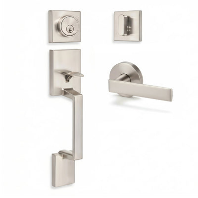 Keeneland Design Satin Nickel Contemporary Handleset with Laurel Lever