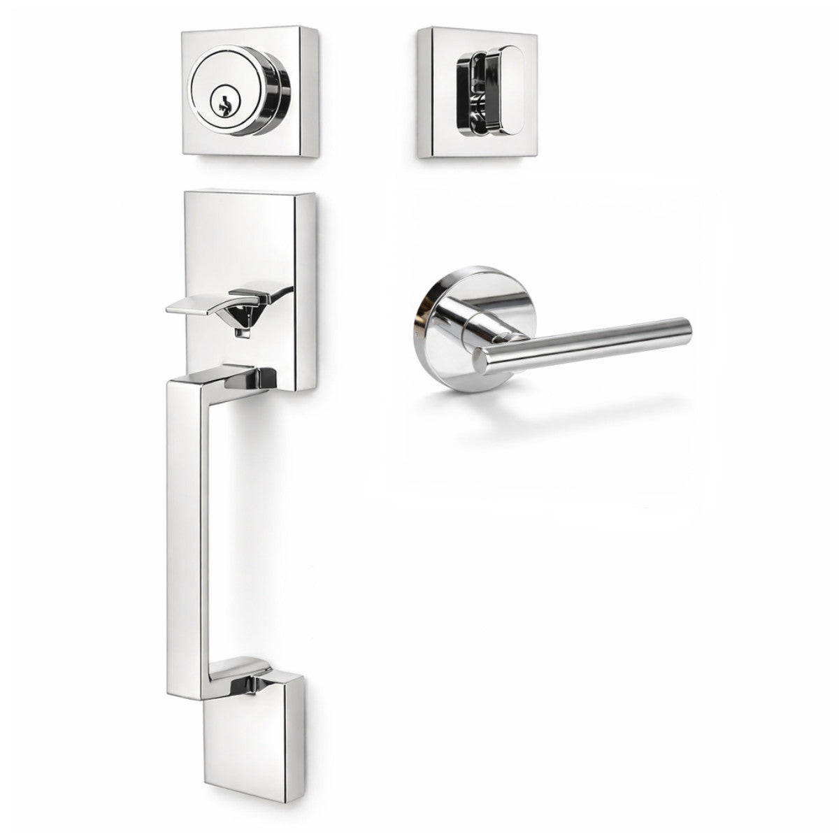 Keeneland Design Polished Chrome Contemporary Handleset with Kain Lever
