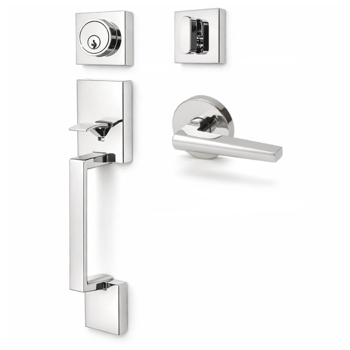 Keeneland Design Polished Chrome Contemporary Handleset with Madison Lever
