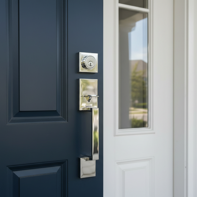 Keeneland Design Polished Chrome Contemporary Handleset with Laurel Lever