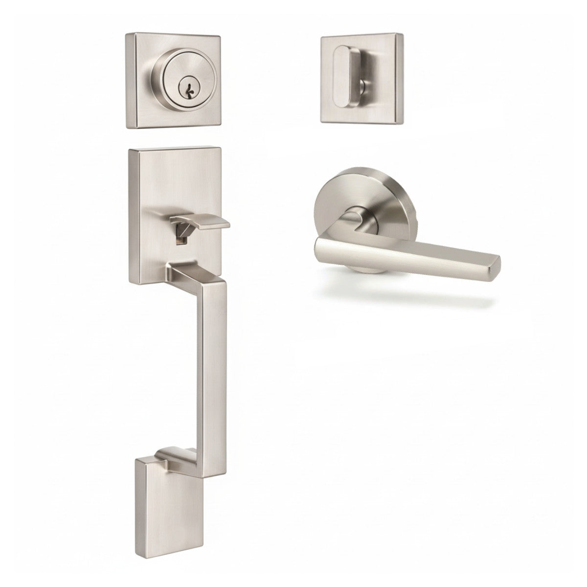 Keeneland Design Satin Nickel Contemporary Handleset with Madison Lever