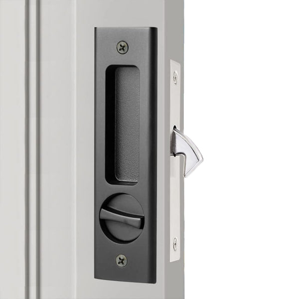 Keyed Matte Black Barn Door and Pocket Door Lock