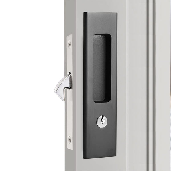 Keyed Matte Black Barn Door and Pocket Door Lock