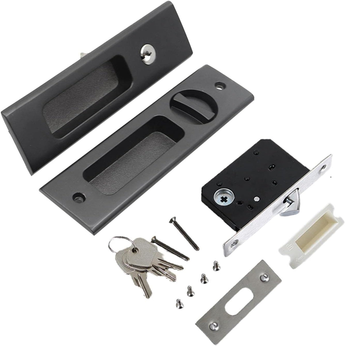Keyed Matte Black Barn Door and Pocket Door Lock