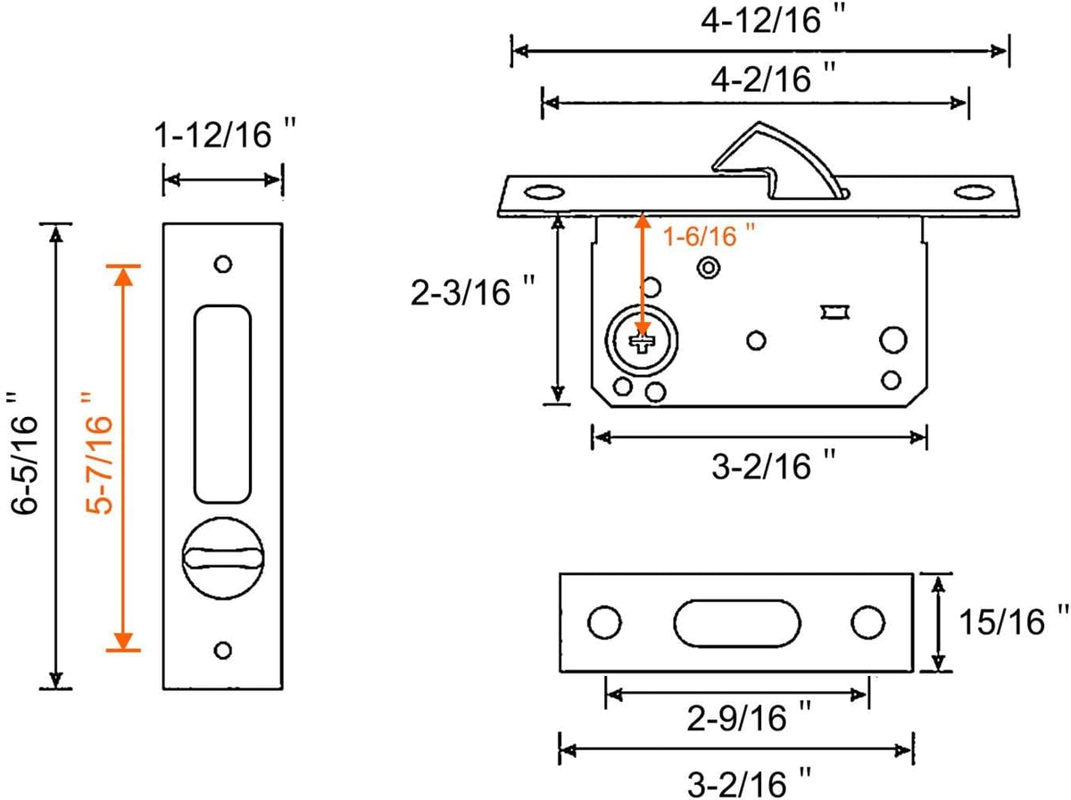 Keyed Satin Nickel Pocket Door and Barn Door Lock
