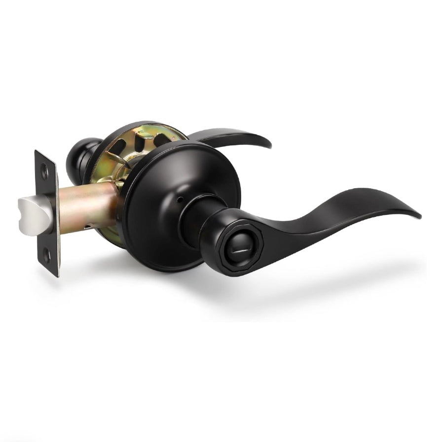 Knobwell Wave Style Black Privacy Door Lever