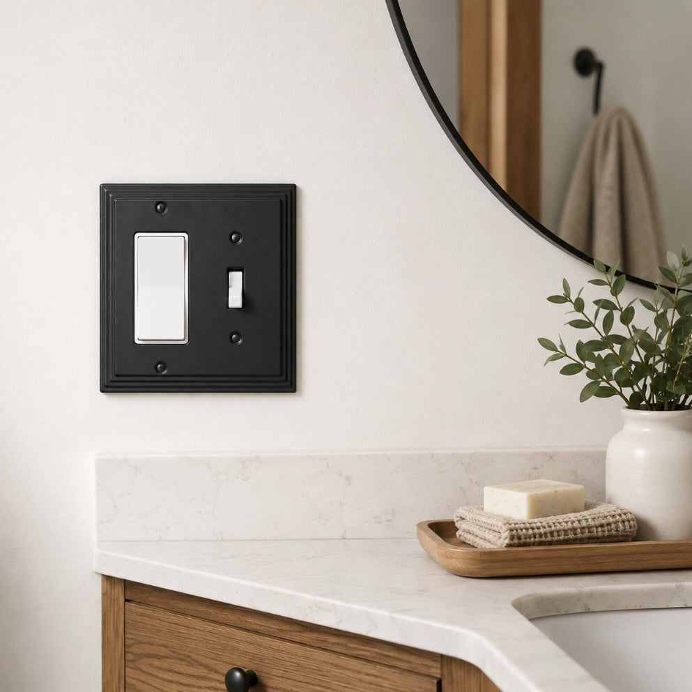 Cosmas 25077-FB Flat Black Single Toggle / GFCI Decora Combo