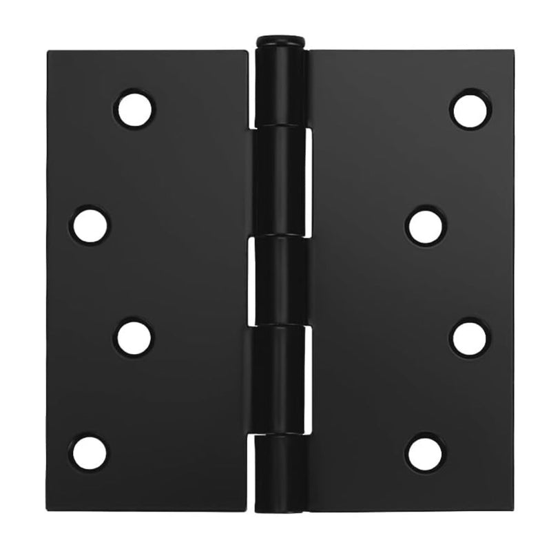 Door Hinge, Matte Black 4" with Square Corners