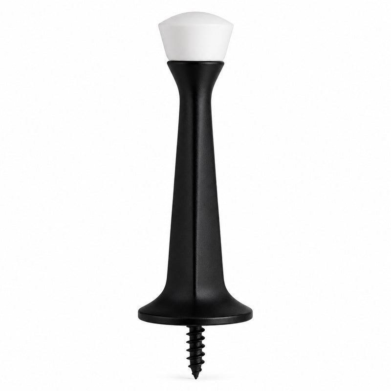 Matte Black Heavy Duty Solid Rigid Door Stop with White Tip