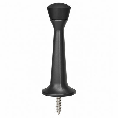 Matte Black Heavy Duty Solid Rigid Door Stop with Black Tip