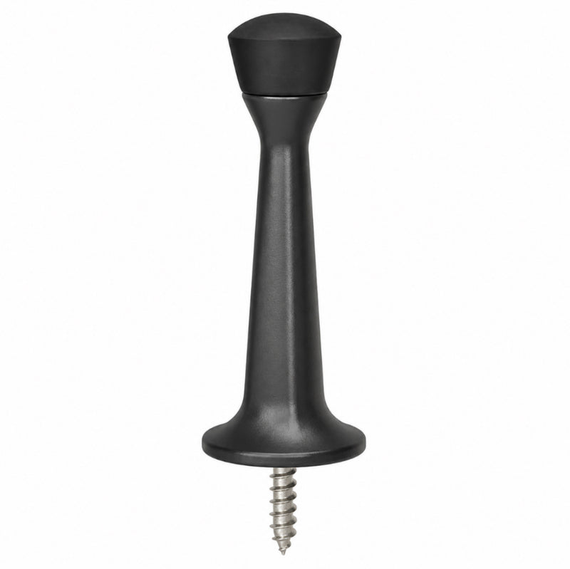 Matte Black Heavy Duty Solid Rigid Door Stop with Black Tip