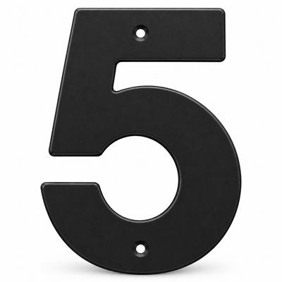 Modern 5" Flat Black House Numbers
