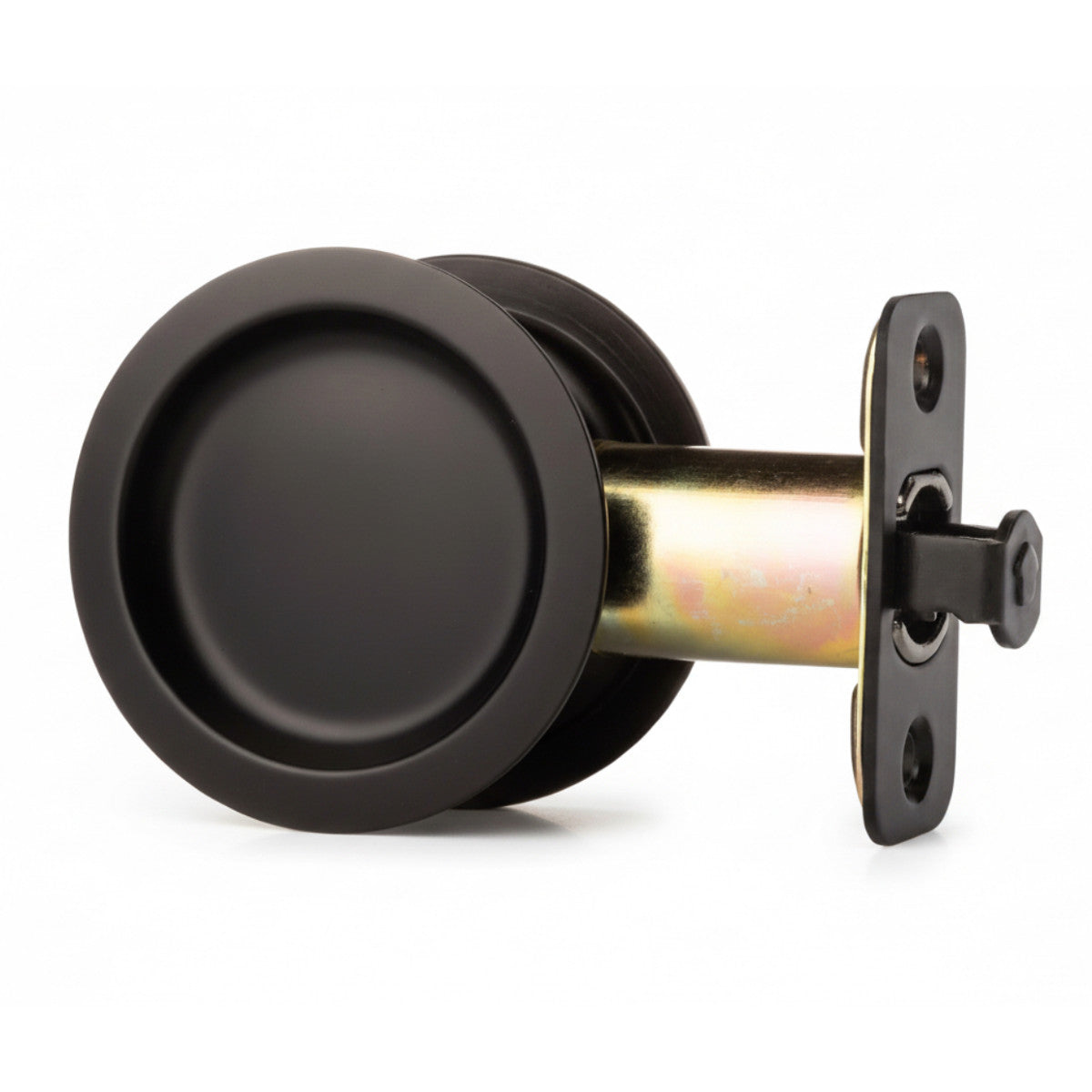 Round Hall/Closet Passage Pocket Door Latch, Flat Black
