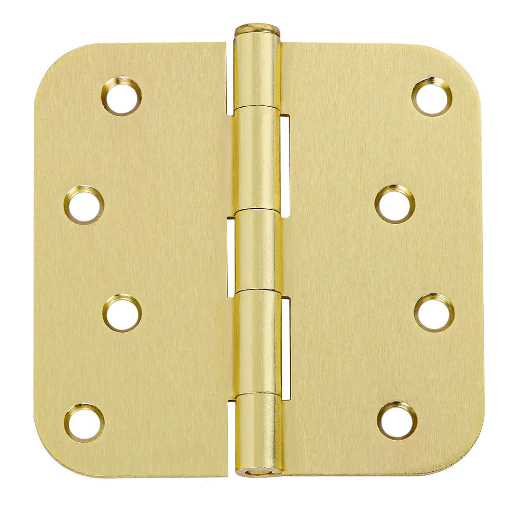 Door Hinge, Satin Brass 4" with 5/8" Radius Corners