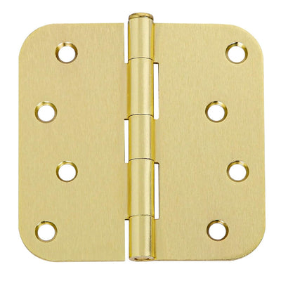 Door Hinge, Satin Brass 4" with 5/8" Radius Corners