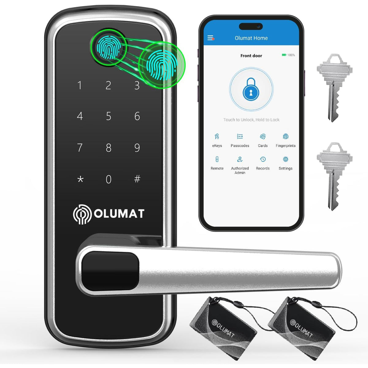 Keyless Entry B22 Black and Satin Nickel Keypad Smart Entry Lever