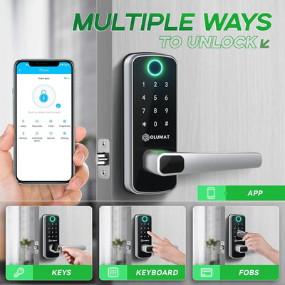 Keyless Entry B22 Black and Satin Nickel Keypad Smart Entry Lever
