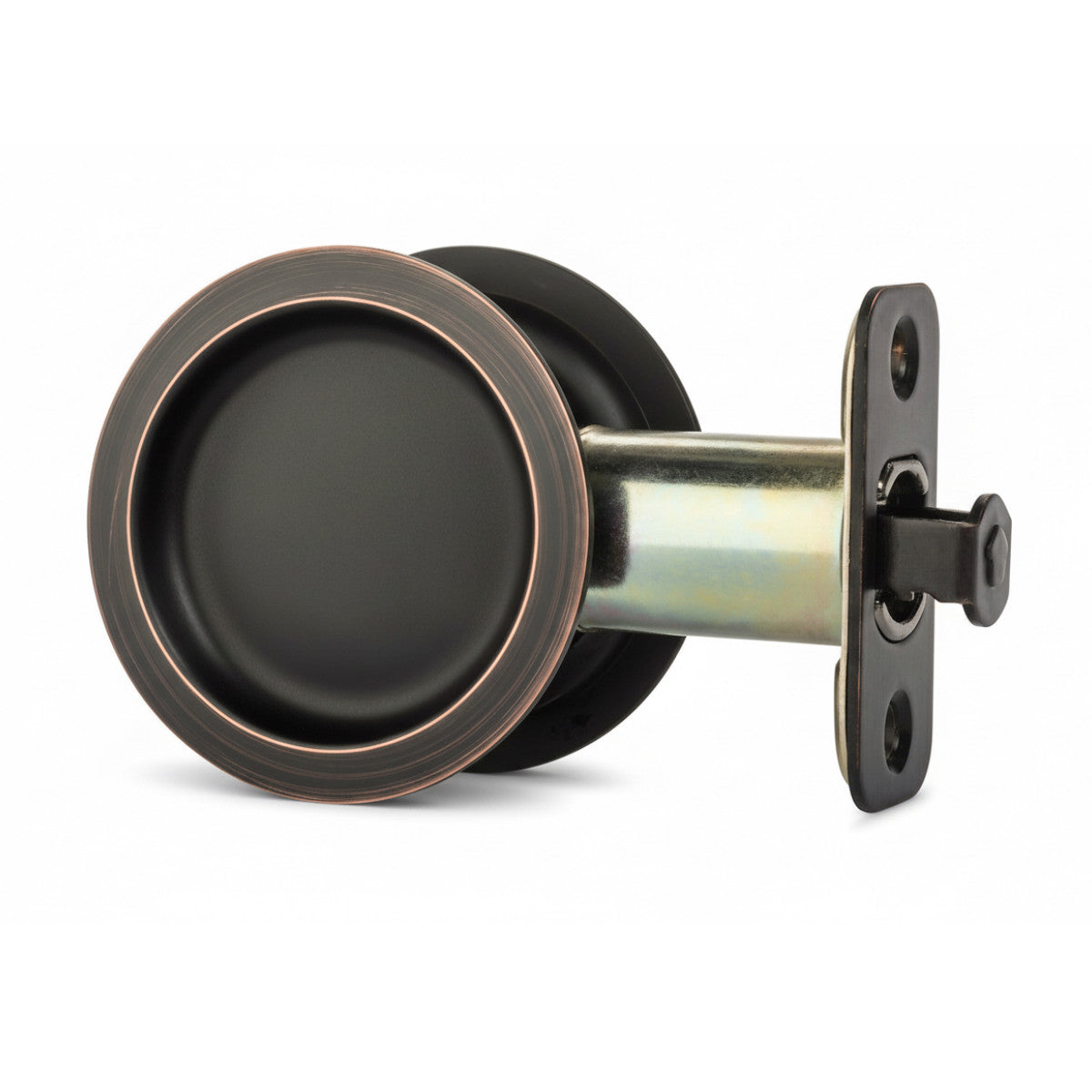 Round Hall/Closet Passage Pocket Door Latch, Oil Rubbed Bronze
