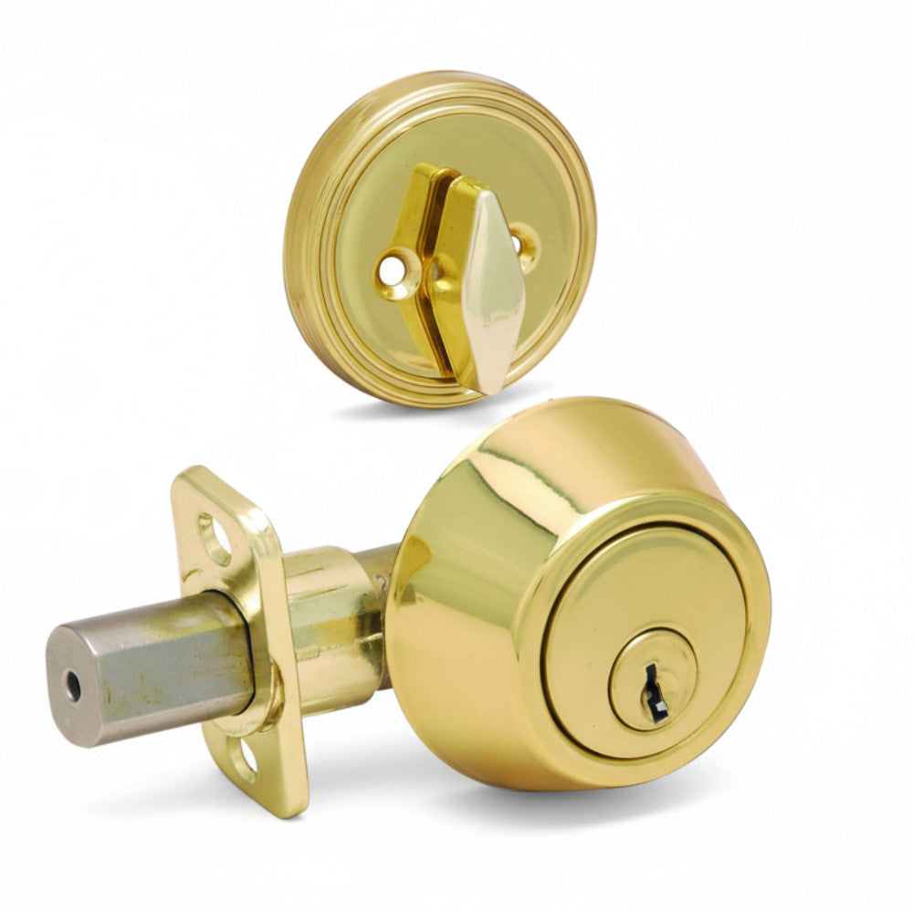 Designers Impressions Polished Brass Single Cylinder Deadbolt