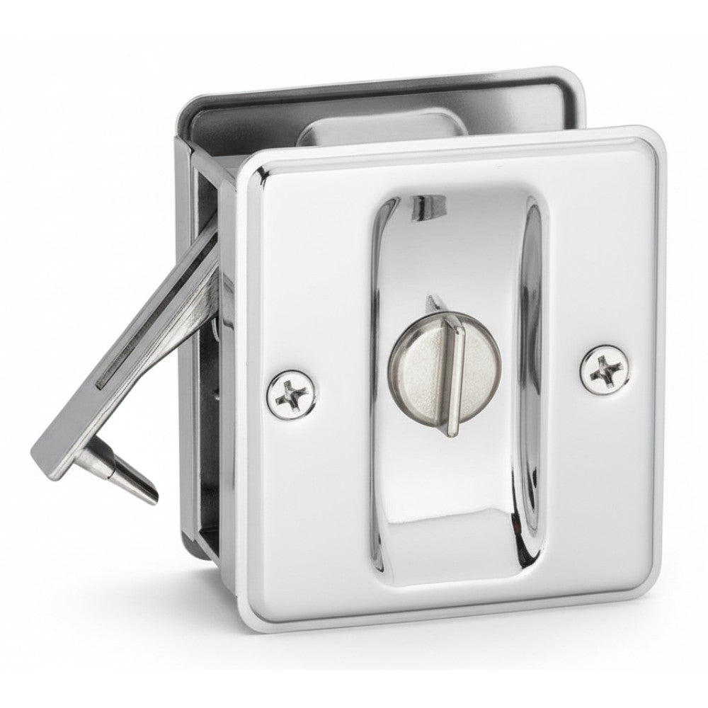 Polished Chrome Privacy Pocket Door Lock