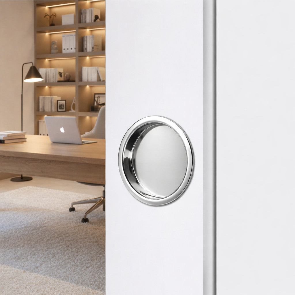 Sliding Door Cup Pull, Polished Chrome