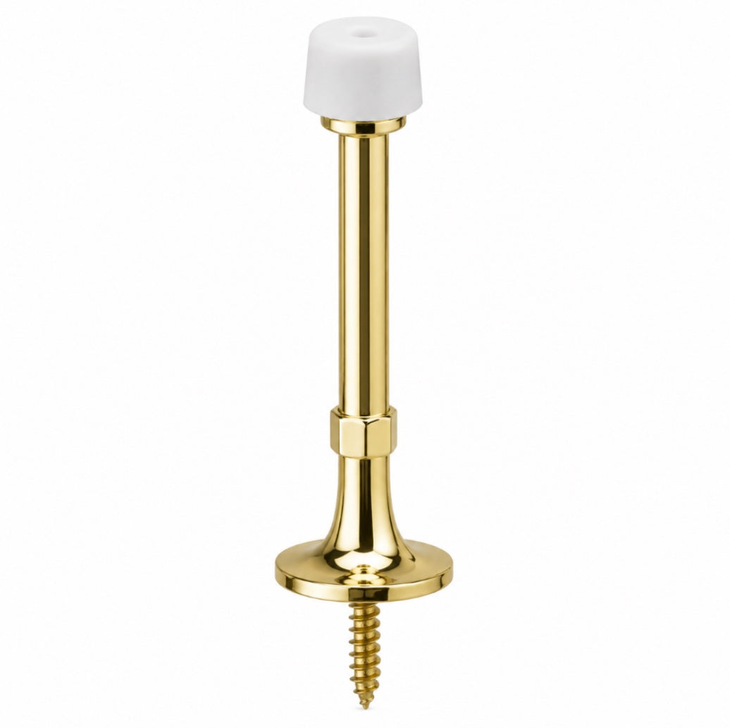 Light Duty Solid Rigid Door Stop, Polished Brass