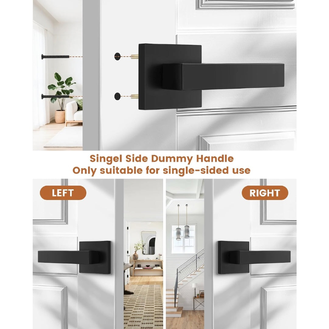 Probico Flat Black Square Dummy Door Lever Set