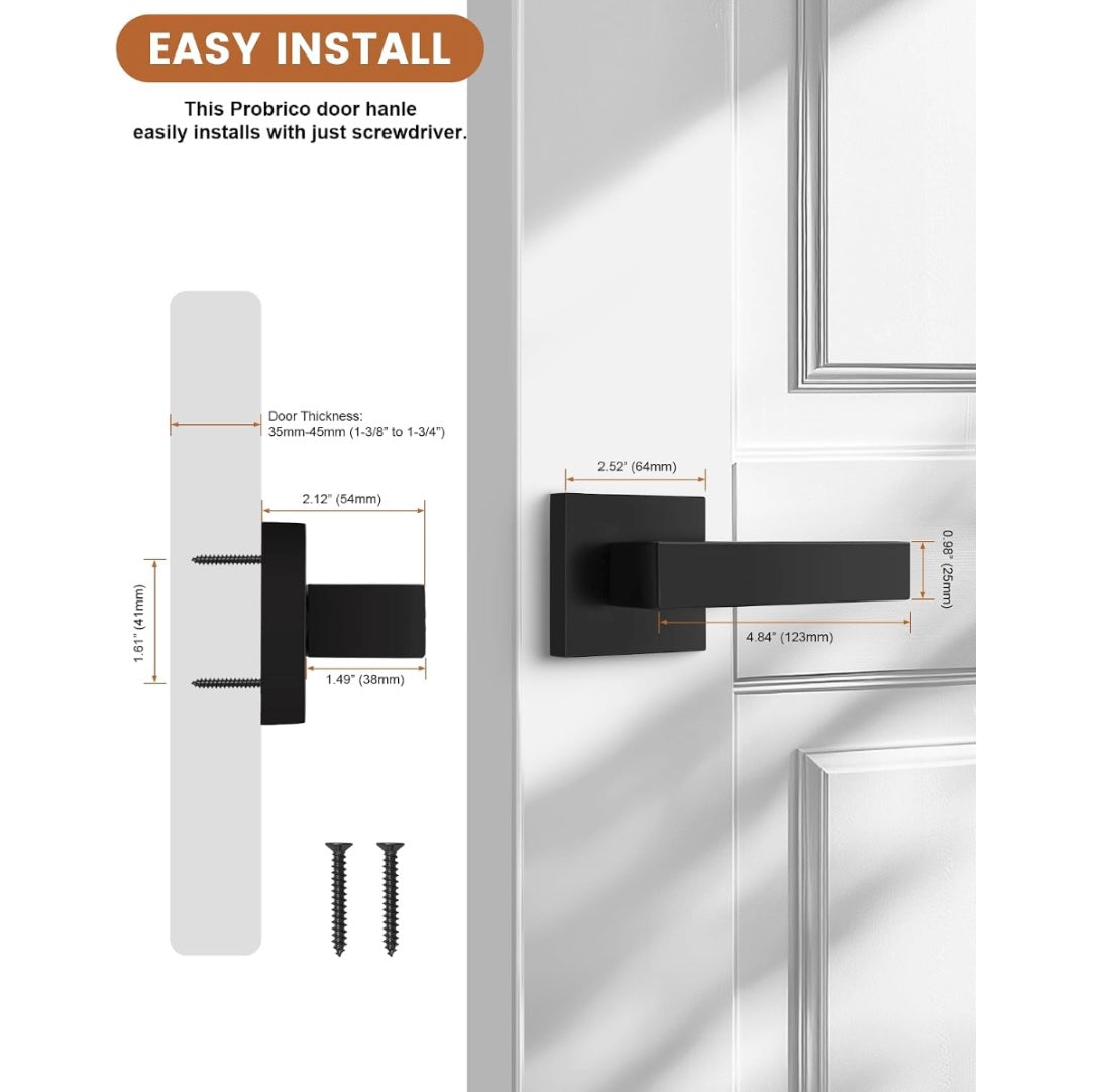 Probico Flat Black Square Dummy Door Lever Set