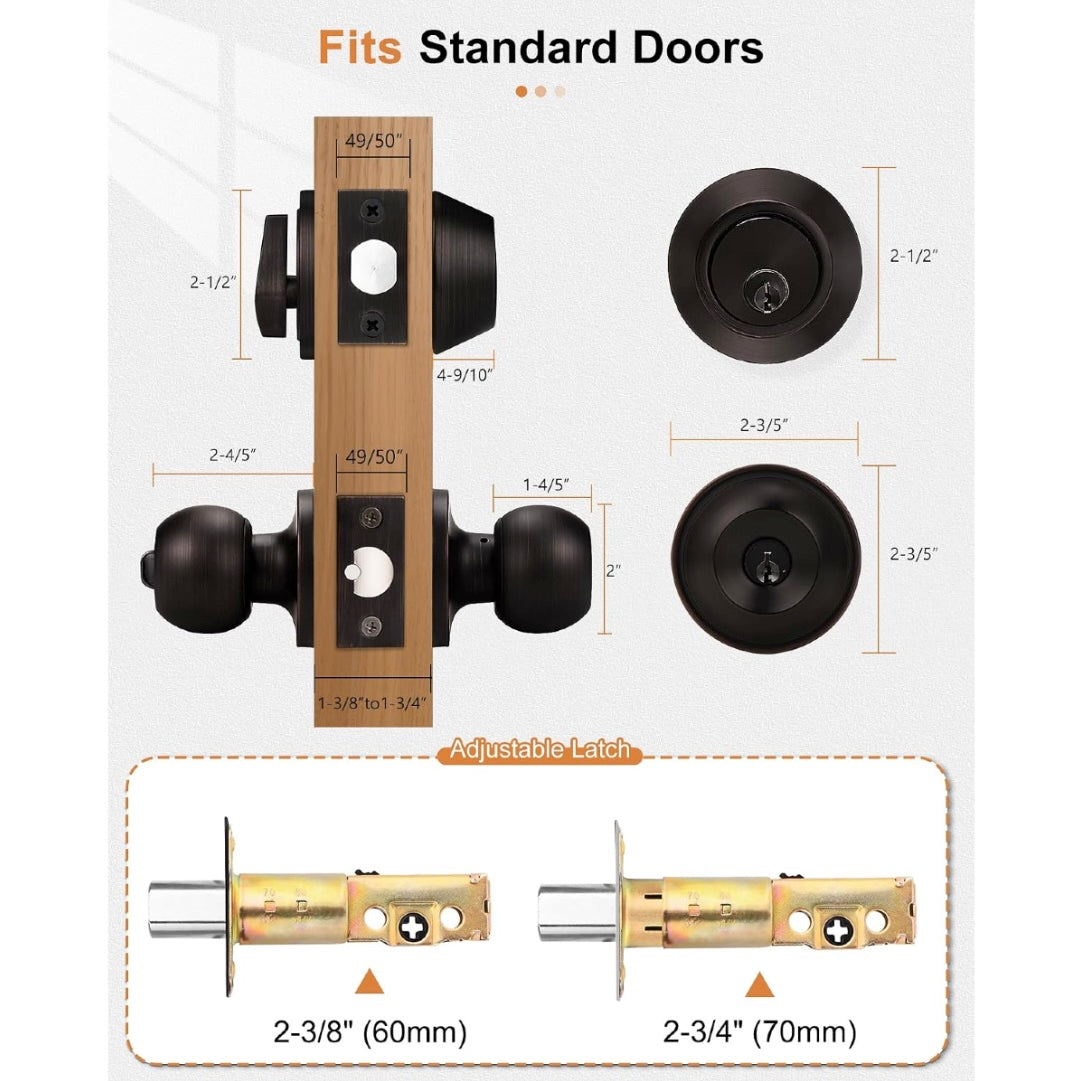 Probico Oil Rubbed Bronze l Entry Door Lever Lock Set and Single Cylinder Deadbolt