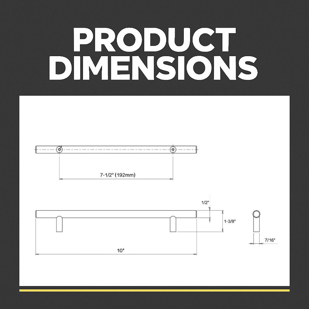 Cosmas 305-192FB Flat Black Euro Style Bar Pull