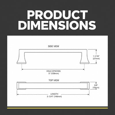 Cosmas 10556-128FB Flat Black Craftsman Cabinet Pull