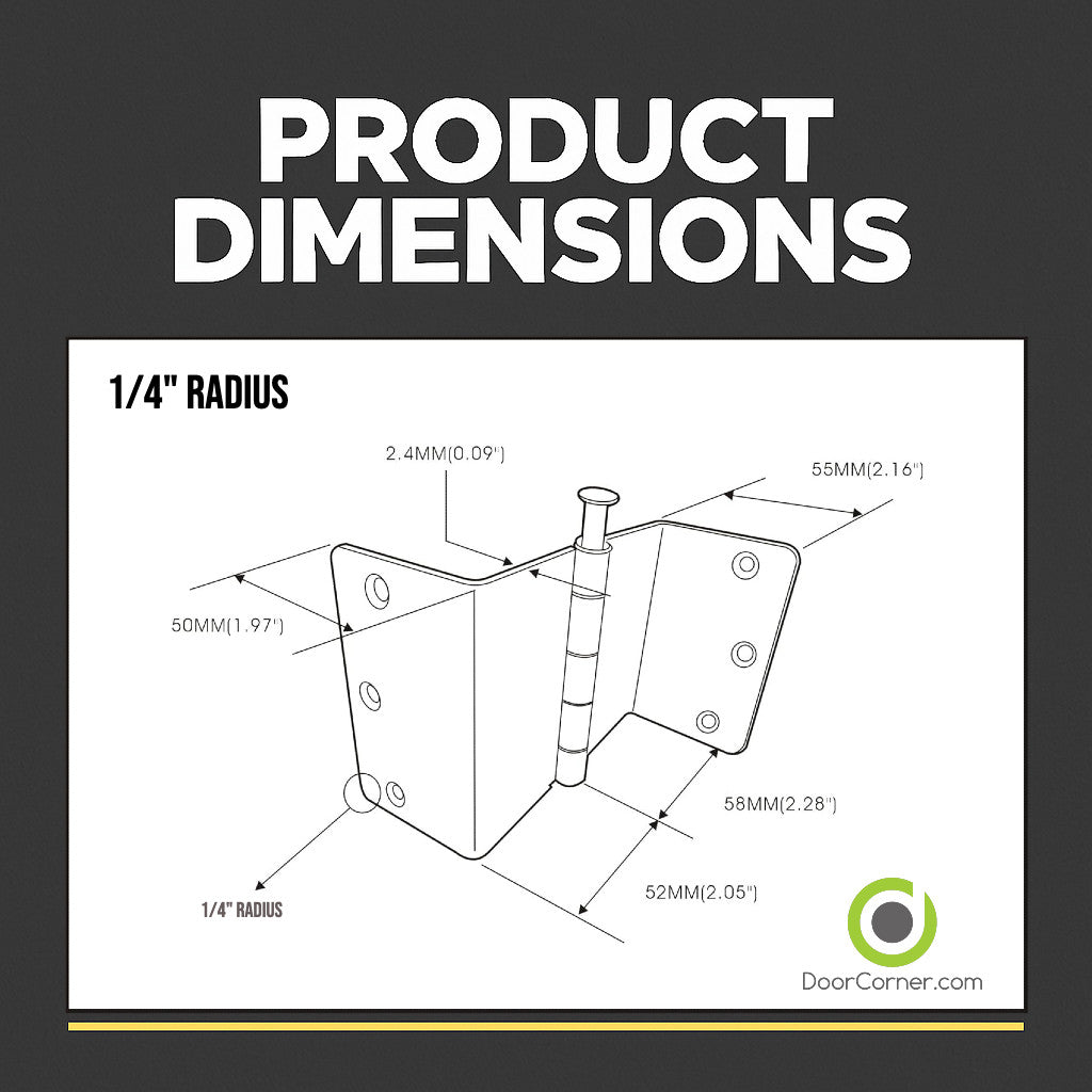Offset Swing Clear Door Hinge, Matte Black 3-1/2" with 1/4" Radius Corners