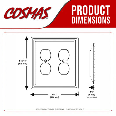Cosmas 25012-FB Flat Black Double Duplex Outlet Wall Plate